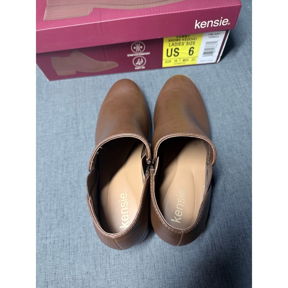 Kensie Sammy‎ Brown Ankle Booties Side Zip Low Block Heel Shoes Womens 6 NEW - Picture 5 of 10